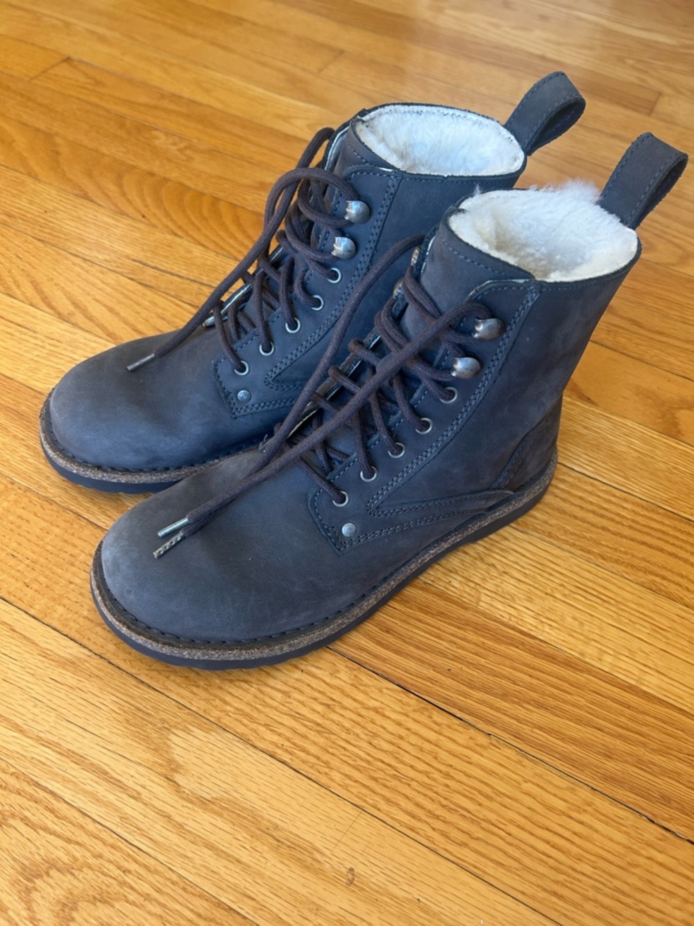 Women’s Birkenstock Bryson Grey Lace-Up Shearling-Lined Boots Size 37 (US 6.5-7)